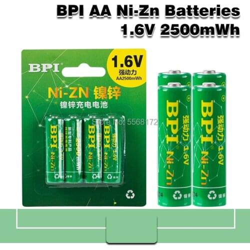 Rechargeable Battery BPI AA 2500mWh NI-Zn NI Zn NIZN 1.6V Battery With Case for Toys, MP3, Camera Instead 1.5v
