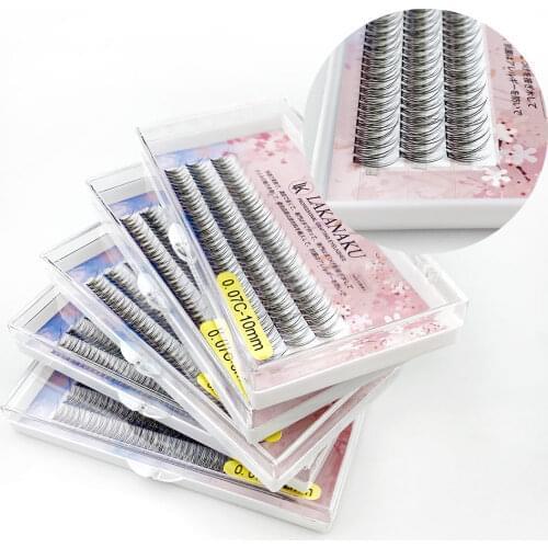 LAKANAKU Fast Shipping Silk Mink Lashes Extension Individual Lashes Mink Fish Tail Eyelashes 12D 8-12mm Makeup Cilios
