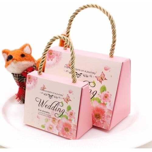 50 pcs Romantic wedding paper handbag party & Events candy box chocolate bag colorful birthday party gift package supplies