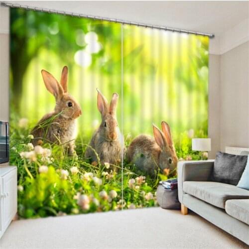 Curtains Luxury Blackout 3D Window Curtains For Living Room kids Bedroom Customized size Cortinas Drapes Rideaux Cute rabbit