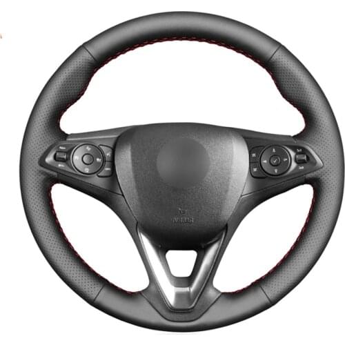 Hand-stitched Black Artificial Leather Car Steering Wheel Cover for Opel Astra (K) Corsa (E) Crossland X Grandland X Insignia