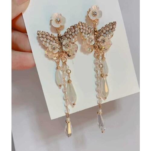 Butterfly earrings with long tassels, simple temperament and fashionable Earrings
