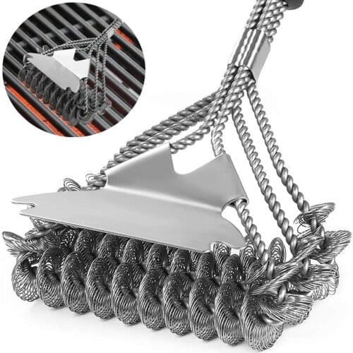 Grill Cleaning Brush Stainless Steel BBQ Scraper Non-stick Long Handle Barbecue Clean Tool Baking Accessories Kitchen Gadgets