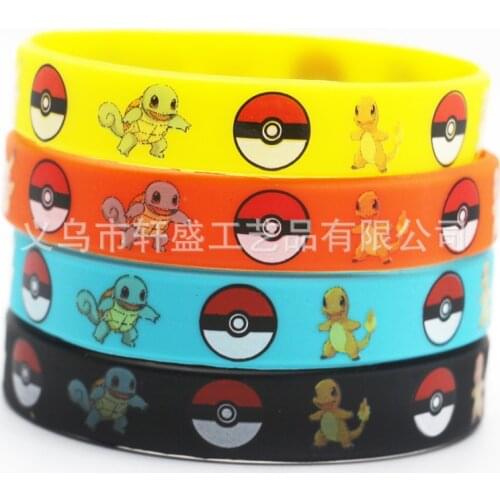 Pokemon Silicone Bracelet Pikachu Figure Cartoon TOMY Squirtle Bracelet Wristband Bracelet Print Jewelry Party Kid Kawaii Gift