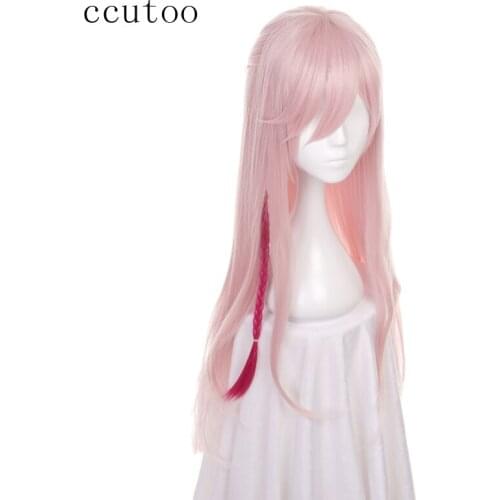 Ccutoo 80cm Pink Red Mix Long Straight Braid Hairstyles Synthetic Wig For Females Cosplay Costume Wigs Heat Resistance Hair