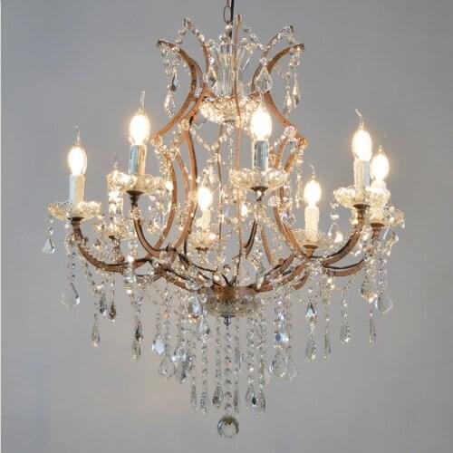 Modern Retro crystal Chandeliers Lighting Maria Theresa Crystal K9 8 Light Wrough Iron chandeliers Lighting Living Room Bedroom