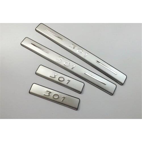 Car styling for 2013 2019 Peugeot 301 Sedan Car accessories High quality stainless steel Scuff Plate/Door Sill