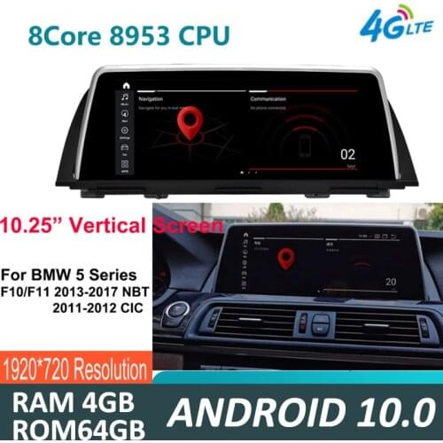 Stand Up Screen Head Unit Android 10.0 10.25" Car Multimedia DVD GPS For BMW 5 Series F10 F11 2011-2017 4GB+64GB Stereo 4GLTE