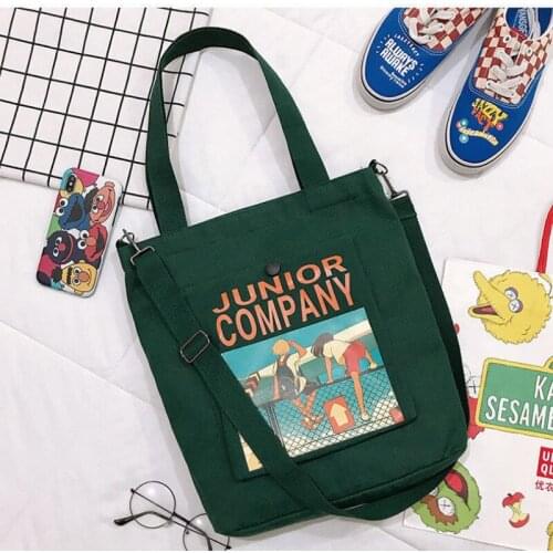 NEW Womens Canvas Bag Shopper With Anime Wallet Zipper Shoulder Bag for Girls Female Crossbody Tote Bag Designer Brand Handbag