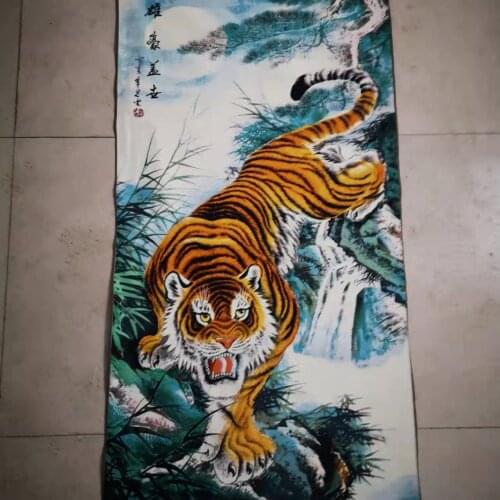Domineering, tiger painting, antiques collection, embroidery painting, tapestry painting, living room decoration