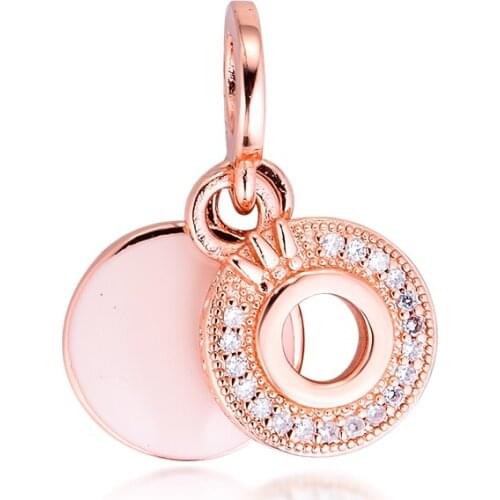 CKK Silver 925 Jewelry Sparkling Pavé Crown O Dangle Charm Fits Original Bracelets Sterling Silver Beads