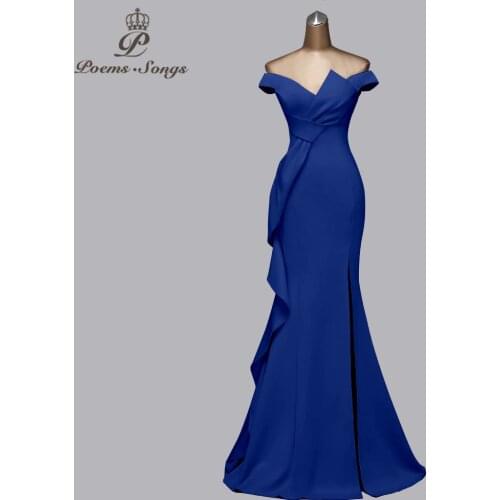 Boat Neck evening dresses woman party night candy color prom dresses mermaid party dress robe de soiree elegant formal dress