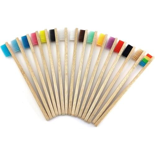 12 pcs mixed color bamboo toothbrush Eco Friendly wooden Tooth Brush Soft bristle Tip Charcoal adults oral care toothbrush