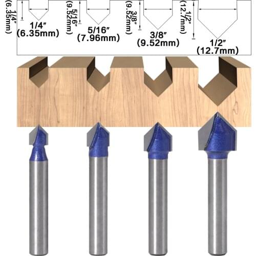 1pcs 6mm Shank 90 Degree V Groove Router Bit 1/4″5/16″3/8″1/2″ CNC Engraving Solid Carbide End Mill Woodworking Tools Wood Drill