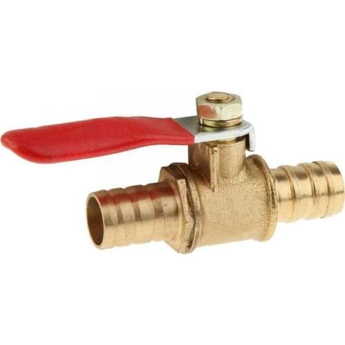 10mm Hose Barb Red Handle Pagoda Brass Water Oil Air Fuel Line Valve Ball Gas Fittings Shutoff Pipe J2S1