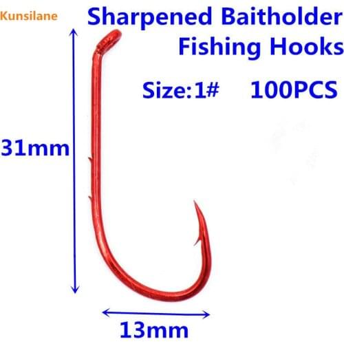 100pcs 1# High Carbon Steel Long Shank Baitholder Fishing Hooks 9292 Chemically Sharpened offset fishhooks