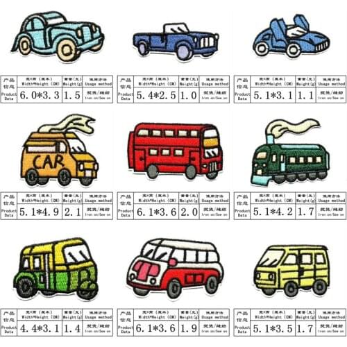50pcs/lot Embroidery Patch Cartoon Car Truck Train Kart Racing Clothing Decoration Backpack Diy Iron Heat Transfer Applique