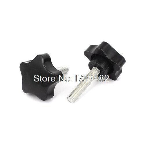 2 Pcs 40mm Dia Star Design Head M8 x 30mm Thread Clamping Screw Knob