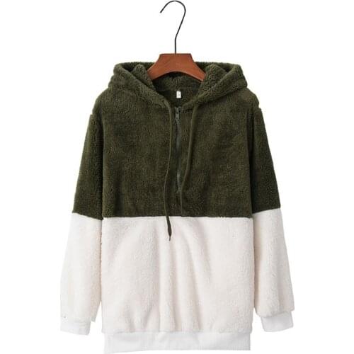 2021 Plus Size Fashion Plush Sweater Casual Winter Warm Hooded Coat Ladies Female Streetwear Women Long Sleeve Zip hood Jumper