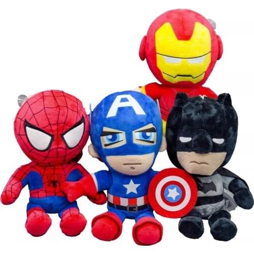 4 Pcs/Set Disney 27cm Spiderman Plush Toys Movie Dolls Marvel Avengers Soft Stuffed Hero Captain America Iron Christmas Gifts