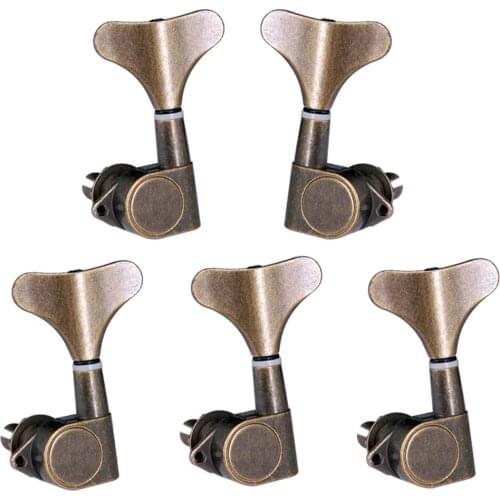 5 Pack of Electric or Acoustic Guitar String Tuning Pegs Machine Head (4 for Left + 1 for Right), Bronze, 2.17-2.20 inch