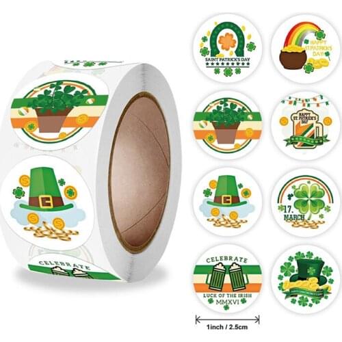 500PCS ST. Patricks Day Holiday Decoration Sticker Child Reward Sticker Gift Wrapping Seal Irish National Day Party Sticker