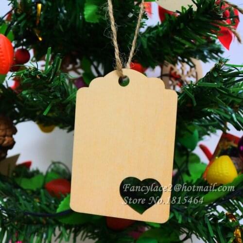 60pcs Wish Card Love Wood Tags Tree Decoration Wooden Tags Ornaments Rustic Tags Party Nature Color Gift Home Decor