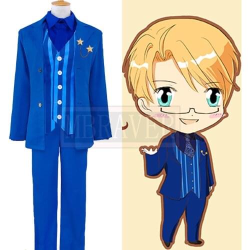 Axis Powers Hetalia APH Hero Alfred F. Jones CD Cover Cosplay Costume Halloween Party Outfit Custom Made Any Size