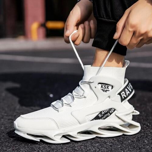 Big Size High Tops Sneakers Socks Men Sport Shoes Man White Running Shoes Men Sports Man Shoes Knit Tennis Trainers Flat D-1036