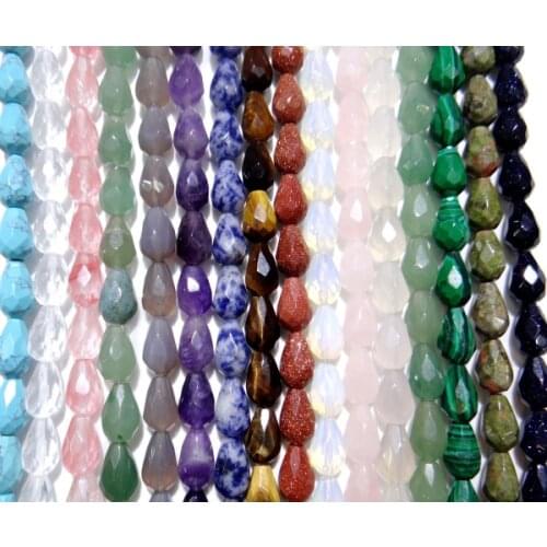 8*12mm Natural stone Quartz amethyst agate Opal Faceted water drop spacer beads for Diy Jewelry Making Bracelet Necklace 16pc