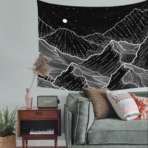 Black and White Boho Tapestry Wall Decor Hippie Tapestry Backdrop Dorm Decor Abstract Tapestry Wall Hanging Wall Tapestry Carpet