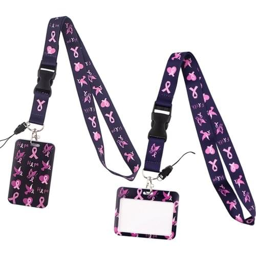 ER839 Breast Cancer Neck Strap Lanyard For Keys ID Card Gym Phone Straps USB Badge Holder DIY Hang Rope Lariat Lanyard For Women