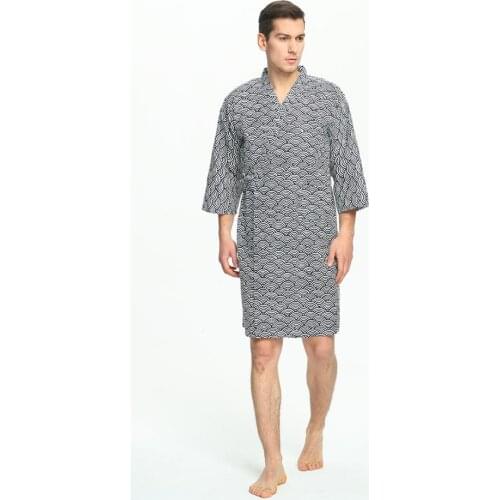 100% Cotton Casual Sleeping Robes Man Kimono Summer Elegant Comfortable Yukata Home Robes Man Home Clothes For Man