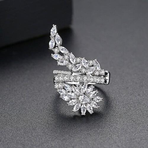 HIBRIDE Fashion Women Rings Jewelry Handmade Cubic Zirconia Butterfly Wings Ring For Bride Wedding Anniversary Bijoux R-190
