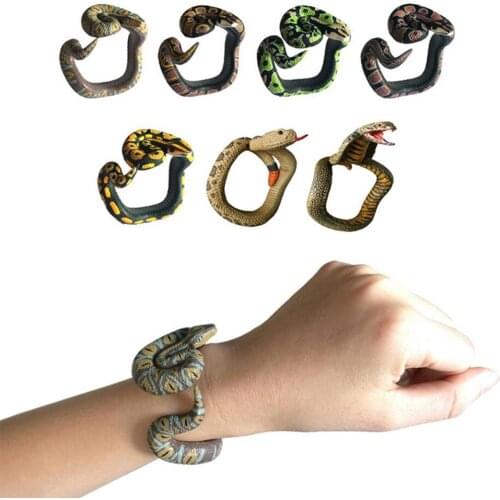 Simulation PVC Cobra Snake Bracelet Prank Toy Party Supplies Halloween Prop Kids Educational Toys for Children Gifts