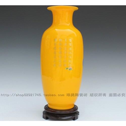Jingdezhen ceramics High-grade glaze in yellow lotus carp ceramic vase The sitting room ceramic furnishing articles