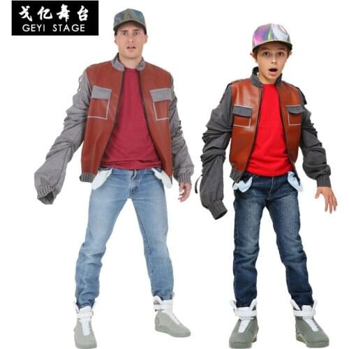 Halloween Stage Show Clothes American Science Fiction Movie Back to the Future McFly Cosplay Costume Family Adult Kids Outfit