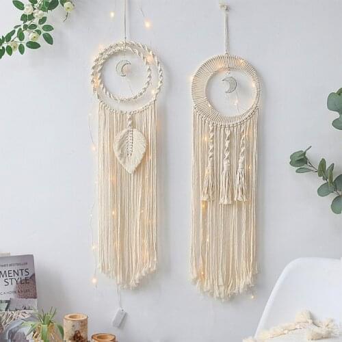 Moon Leaf Macrame Wall Hanging Tapestry Handmade Woven Boho Wall Decoration Nordic Backdrop Baby Nursery Room Decoration