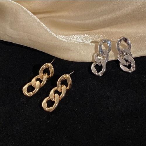 Metal Punk Earrings 2021 New Style Chain Earrings Simple Design Earrings Chain Metallic Geometric Jewelry for Women