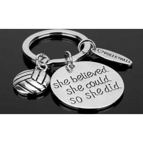 Fashion Trinket Keychain Ball Key Rings Charms Key Chain She Believed She Could So She Did Keychain Students Graduation Gift