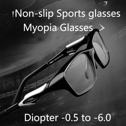 Anti-slip Sports Myopia Glasses Mens Glasses for Sight TR90 Ultralight Eyeglasses Minus Diopter Eyewear -125 175 225 250 275