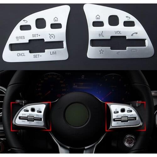 2 Pcs Car Steering Wheel Button Switch Panel Cover Trim For Mercedes Benz A C E Class GLB GLC GLE W177 W205 W213 W247 W167 19-20