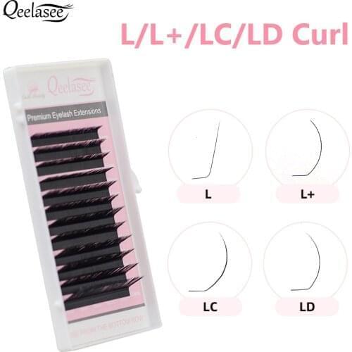Qeelasee 0.03mm L/L+/LC/LD curl False Eyelash Extensions Mink Black Material 8-15mm Mixed Tray L curl Makeup Lashes