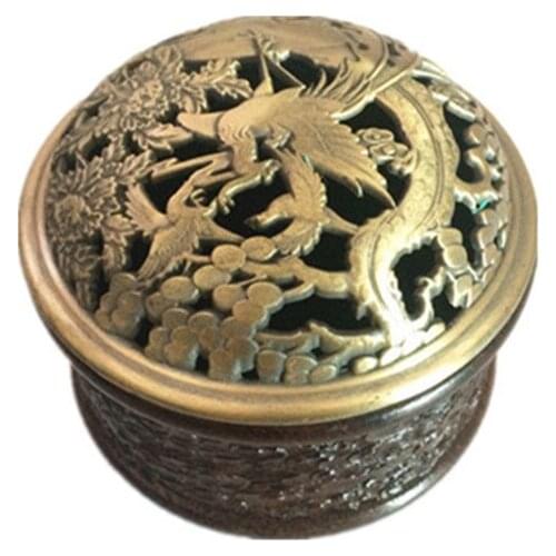 Cheap wholesale high-end manufacturers, dark mahogany wood Zi Ming style sandalwood incense smoke furnace copper cover crafts ca