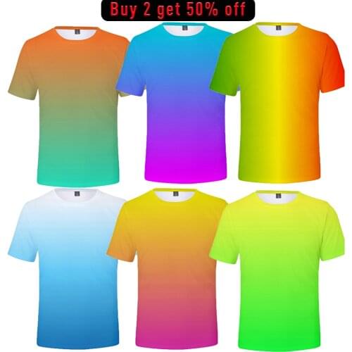 Neon T-Shirt Men/Women Summer green T shirt Boy/Girl Solid Colour Tops Rainbow Streetwear Tee Colourful 3D Printed Kids shirt