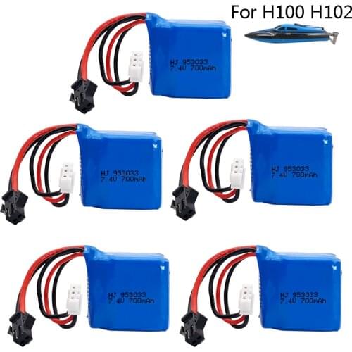 Upgrade Li-ion Battery 7.4V 700mah For H100 H102 953033 7.4v Li-ion Battery For S1 S2 S3 S4 S5 High Speed RC Boat Battery parts