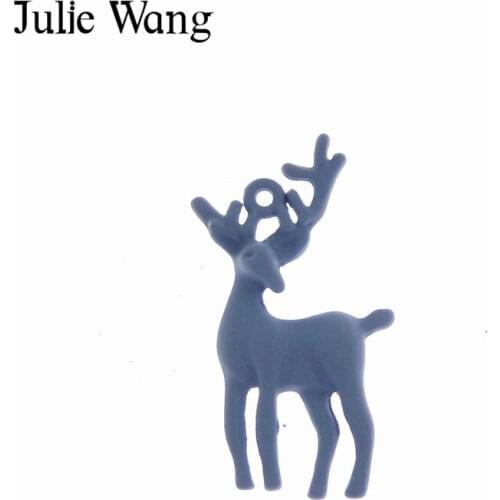 Julie Wang 6PCS Alloy Plating Matte Blue Deer Charm Suspension For Necklace Pendant Earrings DIY Metal Accessory Jewelry Making