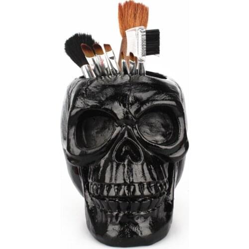 Skull Pencil Holder Organiser Desk Decoration Retro Vintage Skeleton Home Office Creative Funny Skull Head Makeup Pen Container