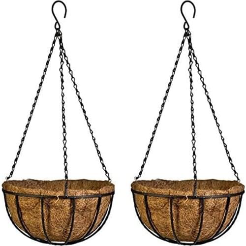 Hanging Basket For Plants Garden Flower Planter With Chain Plant Pot Home Balcony Decoration 2 Pcs-12 Inch