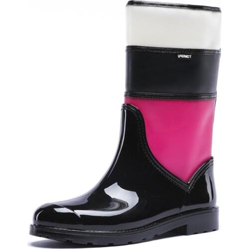 253-977 TONGPU Ladys Half Waterproof Rain Boots with Soft Patchwork Translucent Upper